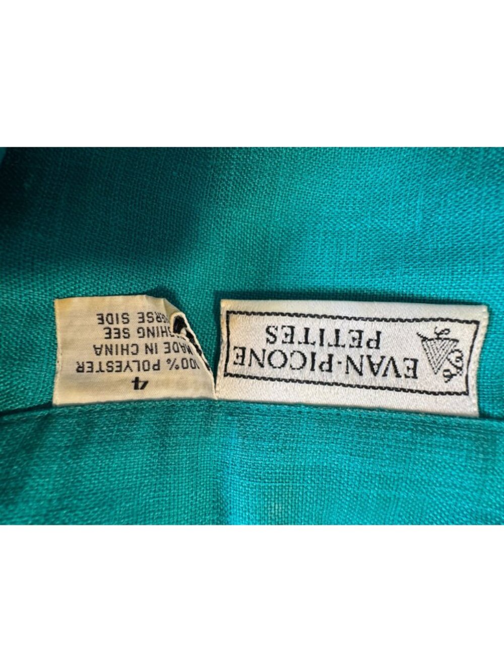 Vintage Evan Picone Petites Teal Button Front Pleated Blouse Top Size 4 - Picture 12 of 14